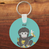 かわいい　ゴリラ　動物　名前入れ　 キーホルダー (正面)