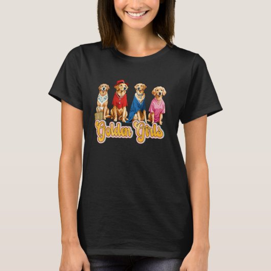 かわいい ゴールデンレトリバー 可愛い 女性 お茶 Tee 犬 飼い主 Tシャツ (正面)