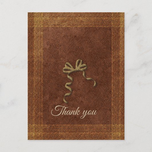 かわいい ゴールドの蝶結び ありがとうございます ポストカード (正面)