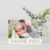かわいい ゴールド グリッター テキスト 結婚式 フォトサンキュー サンキューカード (スタンド正面)