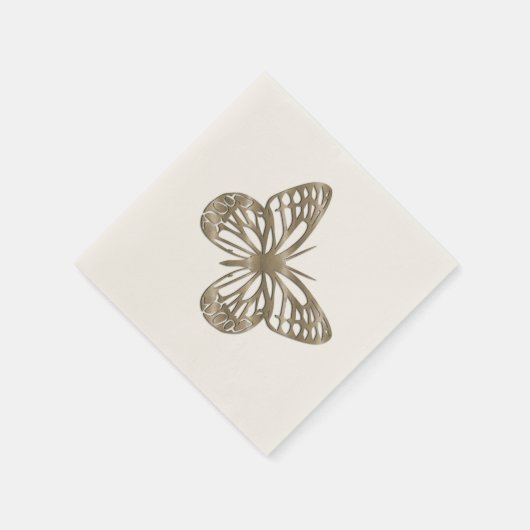 かわいい ゴールド バタフライ スタンダードカクテルナプキン (角)