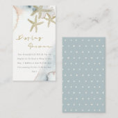 かわいい ゴールド ブルー 星型貝殻 ディスプレイ シャワーベビーシャワー エンクロージャーカード (正面/裏面)