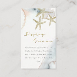 かわいい ゴールド ブルー 星型貝殻 ディスプレイ シャワーベビーシャワー エンクロージャーカード