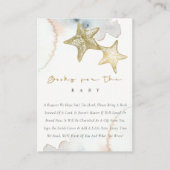 かわいい ゴールド ブルー 星型貝殻 ディスプレイ シャワーベビーシャワー エンクロージャーカード (正面)