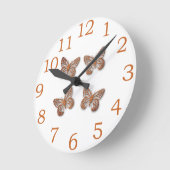 かわいい ゴールド 蝶々の模様 ラウンド壁時計 (傾斜)