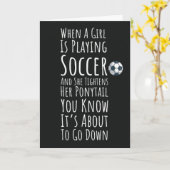 かわいい サッカー少女のカード 彼女のお子様のプレイヤーに カード (黄色い花)