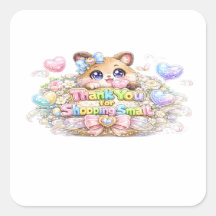 かわいい サンキュー ショッピング スモール 猫 シール