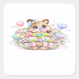 かわいい サンキュー ショッピング スモール 猫 シール