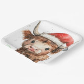 かわいい。サンタ・ハット・ホワイトのハイランド牛 ペーパープレート (傾斜あり)