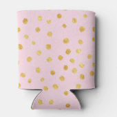 かわいい シックな ピンク ゴールド ドット パターン 名前入り 缶クーラー (裏面)