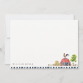 かわいい シックな ラスティック レッド バーン ニワトリ ファーム ウォーターカラー ノートカード (正面)