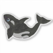 かわいい シャチ 黒白 青い目 シール (正面)