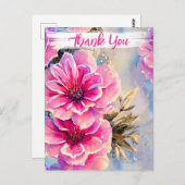 かわいい シャビー シック ピンクの花 花のありがとう ポストカード (正面/裏面)