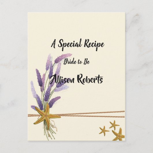 かわいい シンプルなヒトデの ブライダルシャワー ポストカード (正面)