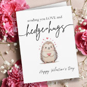 かわいい&シンプルウォーターカラーヘッジホッグバレンタインデー カード