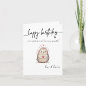 かわいい&シンプルウォーターカラーヘッジホッグ誕生日カード カード (正面)