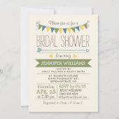 かわいい,シンプルティール(緑がかった色),緑,黄,緑ブライダルシャワー 招待状 (正面)