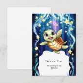 かわいい シンプル 子供のカメの誕生日 サンキューカード (正面/裏面)