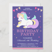 かわいい スイート アドリブル ユニコーンの誕生日招待状 招待状 (正面)