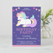 かわいい スイート アドリブル ユニコーンの誕生日招待状 招待状 (スタンド正面)