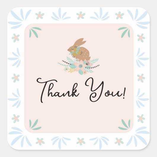かわいい スイート ウサギ 動物 1歳の誕生日パーティー スクエアシール (正面)