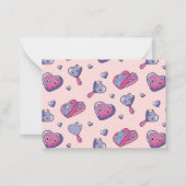 かわいい スイート デザート パターン ピンク バレンタインデー ノートカード (裏面)