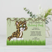 かわいい スイート ベイビー チーター ビネ ジャングル 誕生日 招待状 (スタンド正面)