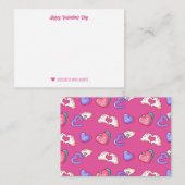 かわいい スイート ラブ パターン ピンク バレンタインデー ノートカード (正面/裏面)