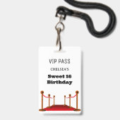 かわいい スウィート16 バス会場アクセス招待VIP バッジ (正面（ネックストラップ付）)
