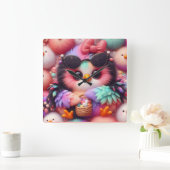 かわいい スクエア壁時計 (ホーム)