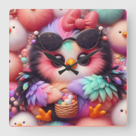 かわいい スクエア壁時計