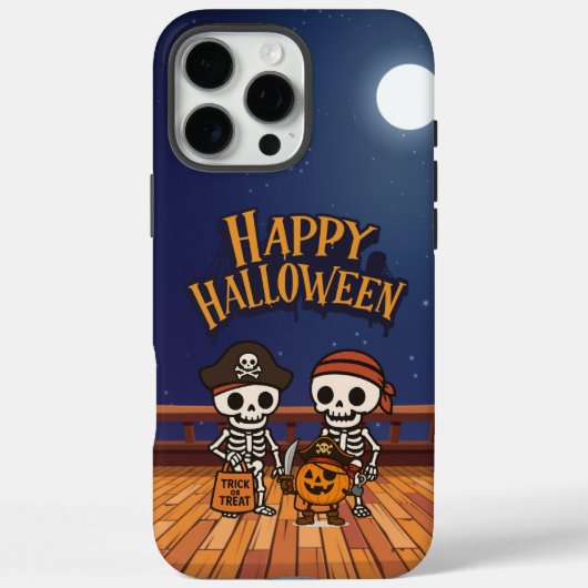 かわいい、スケルトンとかぼちゃのハロウィン  Case-Mate iPhoneケース (裏面)