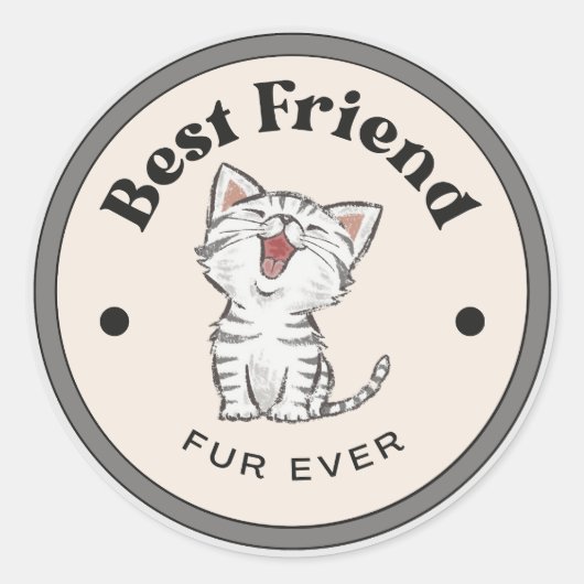 かわいい！ステッカー最高の-  Friend Fur Ever -子猫 ラウンドシール (正面)