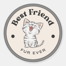 かわいい！ステッカー最高の-  Friend Fur Ever -子猫 ラウンドシール