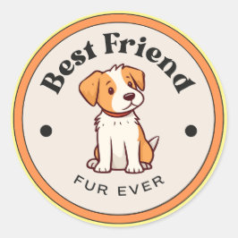 かわいい！ステッカー最高の- Friend Fur Ever - Puppy ラウンドシール