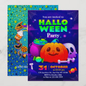 かわいい＆スプーキーなハロウィンパーティーの子供たちへの招待状 招待状 (正面/裏面)