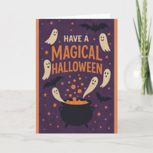 かわいい スプーキーのおばけ ハロウィン 折りたたみ グリーティングカード シーズンカード
