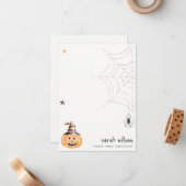 かわいい スプーキー ハロウィン かぼちゃ クモの巣 星 ノートカード (正面/裏面インサイチュ)