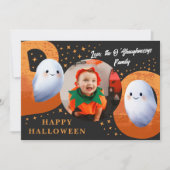 かわいい スプーキー ハロウィン ブー 幽霊 フォト シーズンカード (正面)