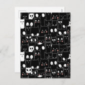 かわいい スプーキー ハロウィン 黒 白 カートゥーン 動物 シーズンポストカード (正面/裏面)