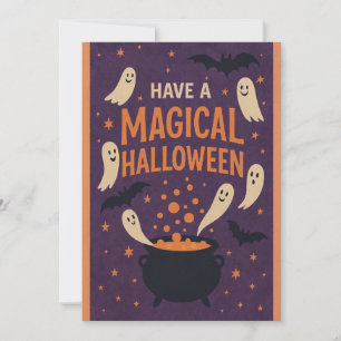 かわいい スプーキ ゴースト ハロウィン 折りたたみ グリーティング カード
