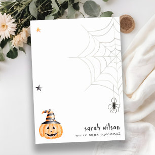 かわいい スプーキ ハロウィン かぼちゃ クモの巣 星 ノートカード