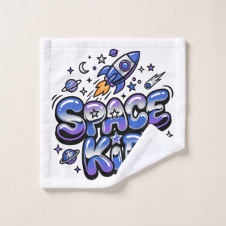 かわいい"スペースキッド" 宇宙 ウォッシュタオル