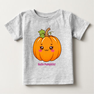 かわいい+スマイル+カボチャ+キャラクター ベビーTシャツ
