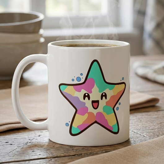 かわいい+スマイル+赤ちゃんヒトデと泡 コーヒーマグカップ