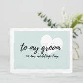 かわいい ソフト ティール  "私の花婿に結婚式の日" 招待状 (スタンド正面)