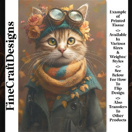 かわいい タビー猫のマフラーとコート CD5 デコパージュ 薄葉紙