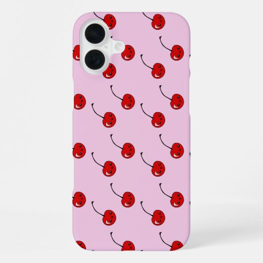 かわいい チェリー 赤 パターン iPhoneケース (裏面)