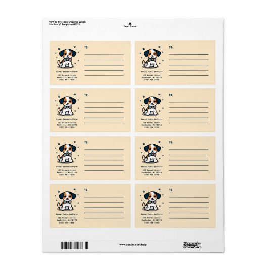 かわいい/チビ（小さくかわいく書いた感じ）犬の出荷 ラベル (フルシート)