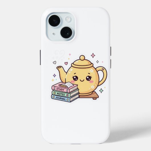 かわいい ティーポット 勉強 ノート ジャーナル 本 シール Case-Mate iPhoneケース (裏面)